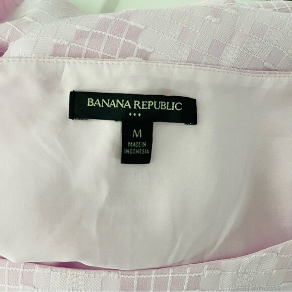 Banana Republic pink purple lavender check puff shoulder blouse top medium - Picture 6 of 7